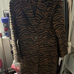 Tahari Zebra Pattern Trench Coat